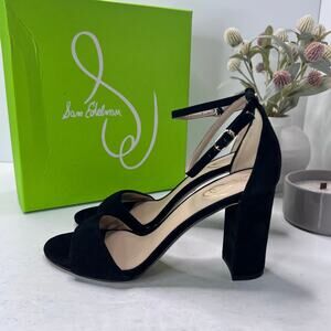 Sam Edelman Robyn Leather Ankle Strap Heel Black I3433L3002 Women 10.5M Tried On